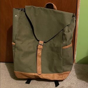 Olive Green and Tan Men's Backpack